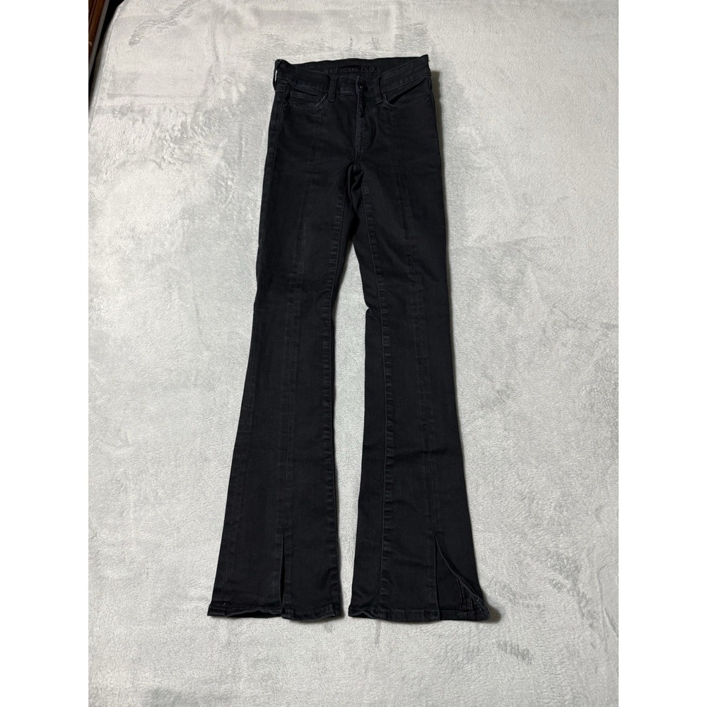 American Eagle Jeans Womens 00 Black High Rise Skinny Kick Bootcut 24x31